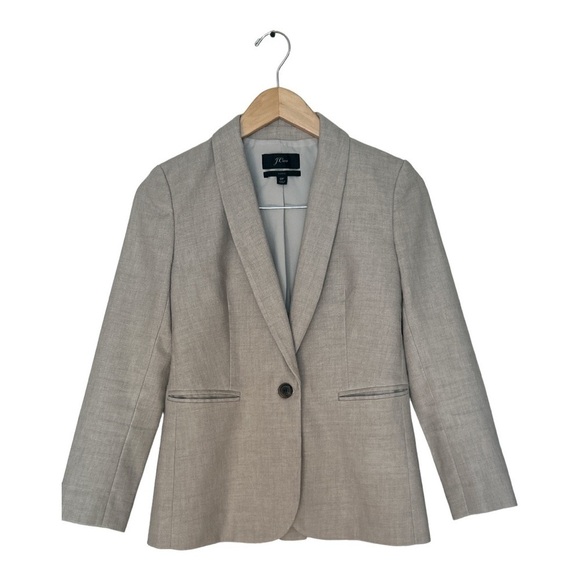J Crew Parke Linen Blend Jacket Flax Color Size 0P - Picture 1 of 8
